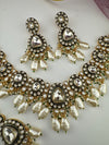 Uncut Polki, Kundan Pearls Gold Necklace Set with Tikka, Indian Bridal set