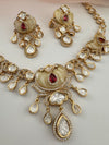 Kundan, Moissanite, MOP, CZ Flexible Gold necklace set, Indian Bridal Jewelry