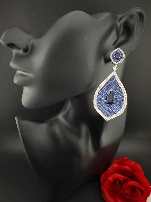 Premium Nano Setting of very fine Cubic Zirconia Dangle earrings in Evil eye style, designer Inspired Statement earring, Bridesmaid gift