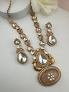Kundan, Polki, CZ, Doublet Stones Long Golden necklace set, Rani haar, everyday wear jewelry