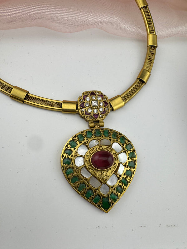 MOP, Cubic Zirconia, Stones Amrapali inspired necklace set, Indian Bridal Jewelry