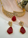 Kundan, CZ, Doublet Stone choker necklace set, Indian Bridal Jewelry set