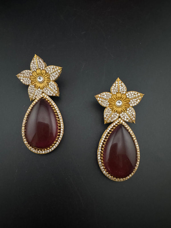 CZ and Gold, Doublet Stone Chandelier Drop Earrings, Bridal, Designer jewelry