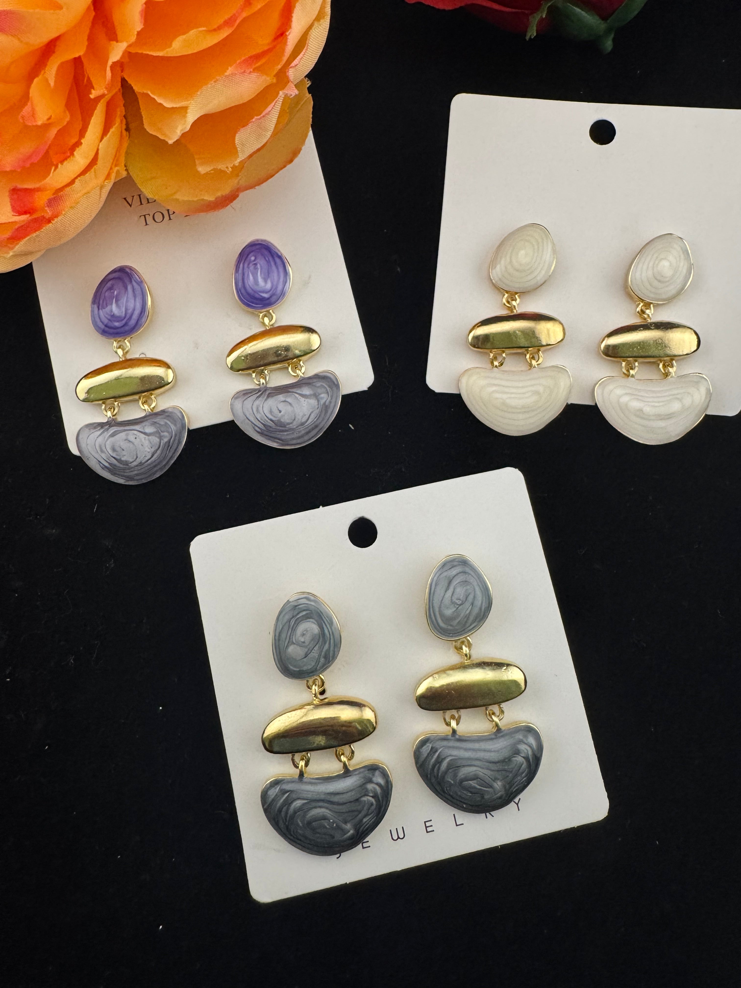 High Quality Premium Enamel and gold Designer Drop Earrings