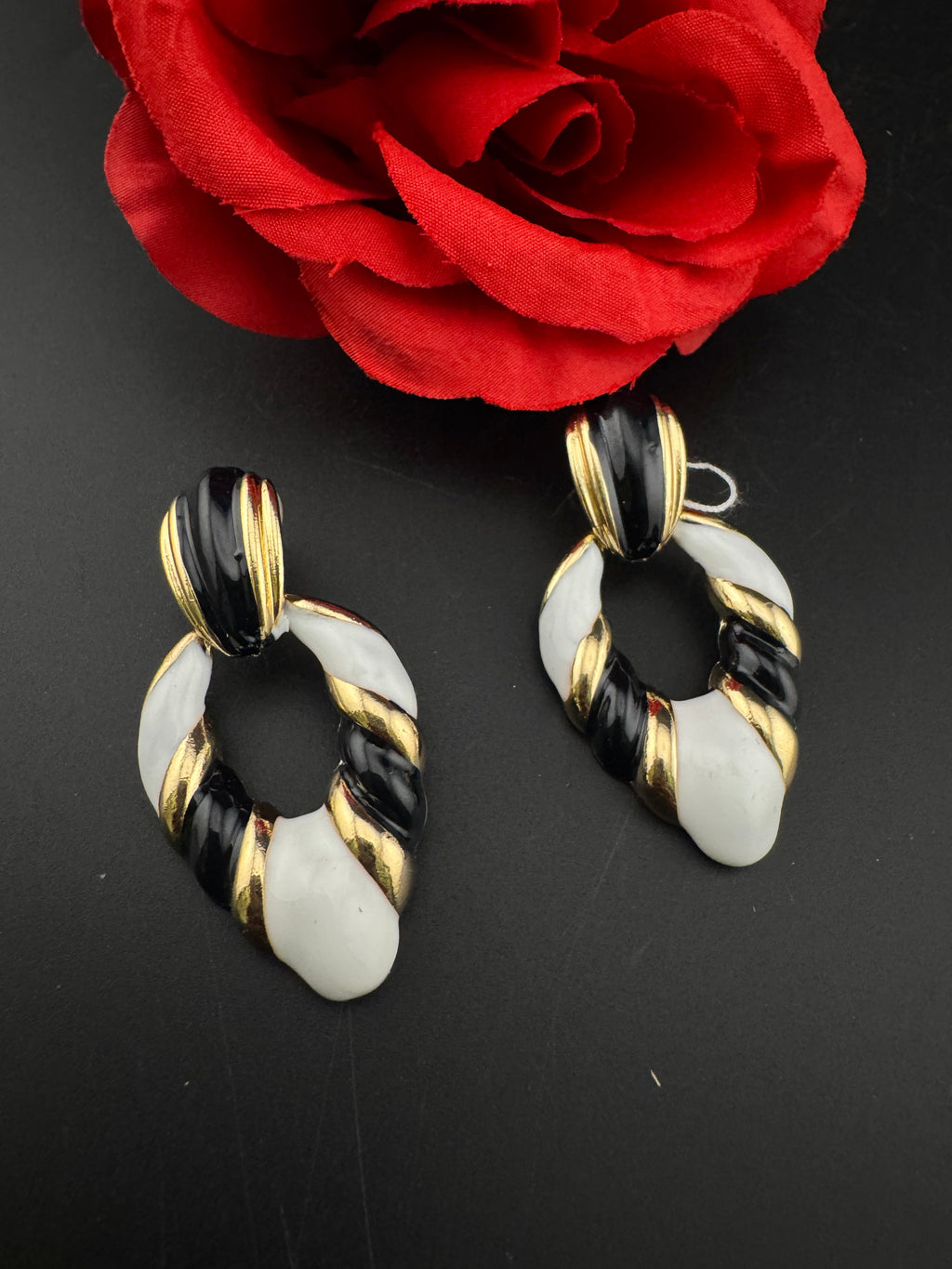 High Quality Premium Enamel and gold Designer Drop Earrings