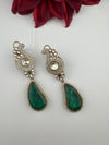 Kundan, CZ, Gold, Doublet Stone Chandelier Long Earrings, Bridal, Moissanite, CZ, Peacock Designer jewelry