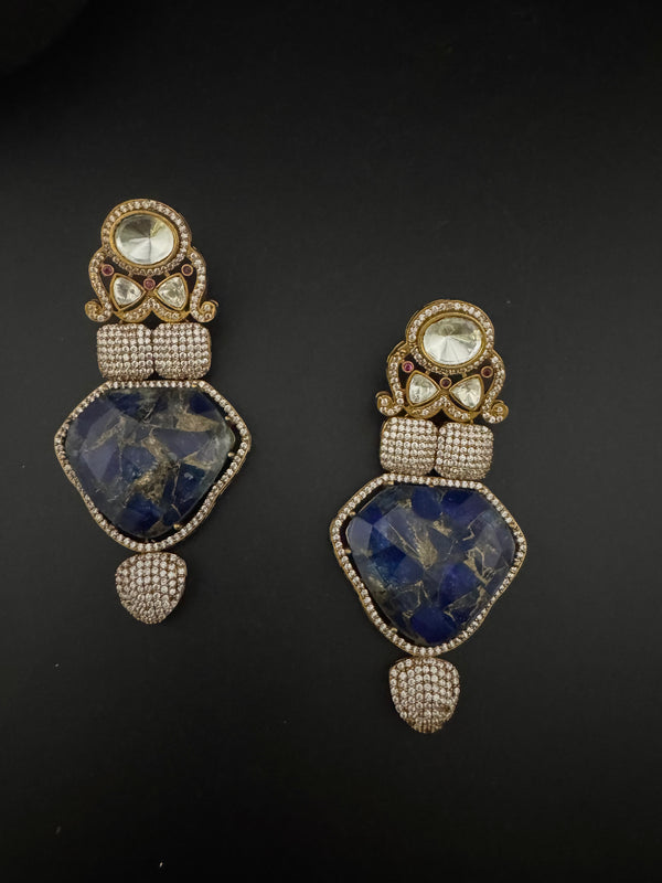 Kundan, CZ, Gold, Marble Stone Chandelier Oversized Long Earrings, Bridal, Moissanite, CZ, Designer jewelry