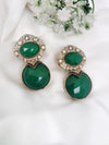 Designer inspired, Doublet stone uncut kundan and CZ chandbali Drop earrings, Indian Jewelry