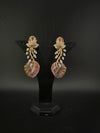 Pink and Gold, Doublet Stone Chandelier Drop Earrings, Bridal, CZ, Designer jewelry