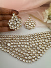Kundan, Moissanite, CZFlexible Gold Bridal necklace set, Indian Bridal Jewelry
