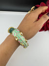 Moissanite Kundan, Enamel, CZ Adjustable Bracelet Bangle Kada, Gold Polish Designer Bangle