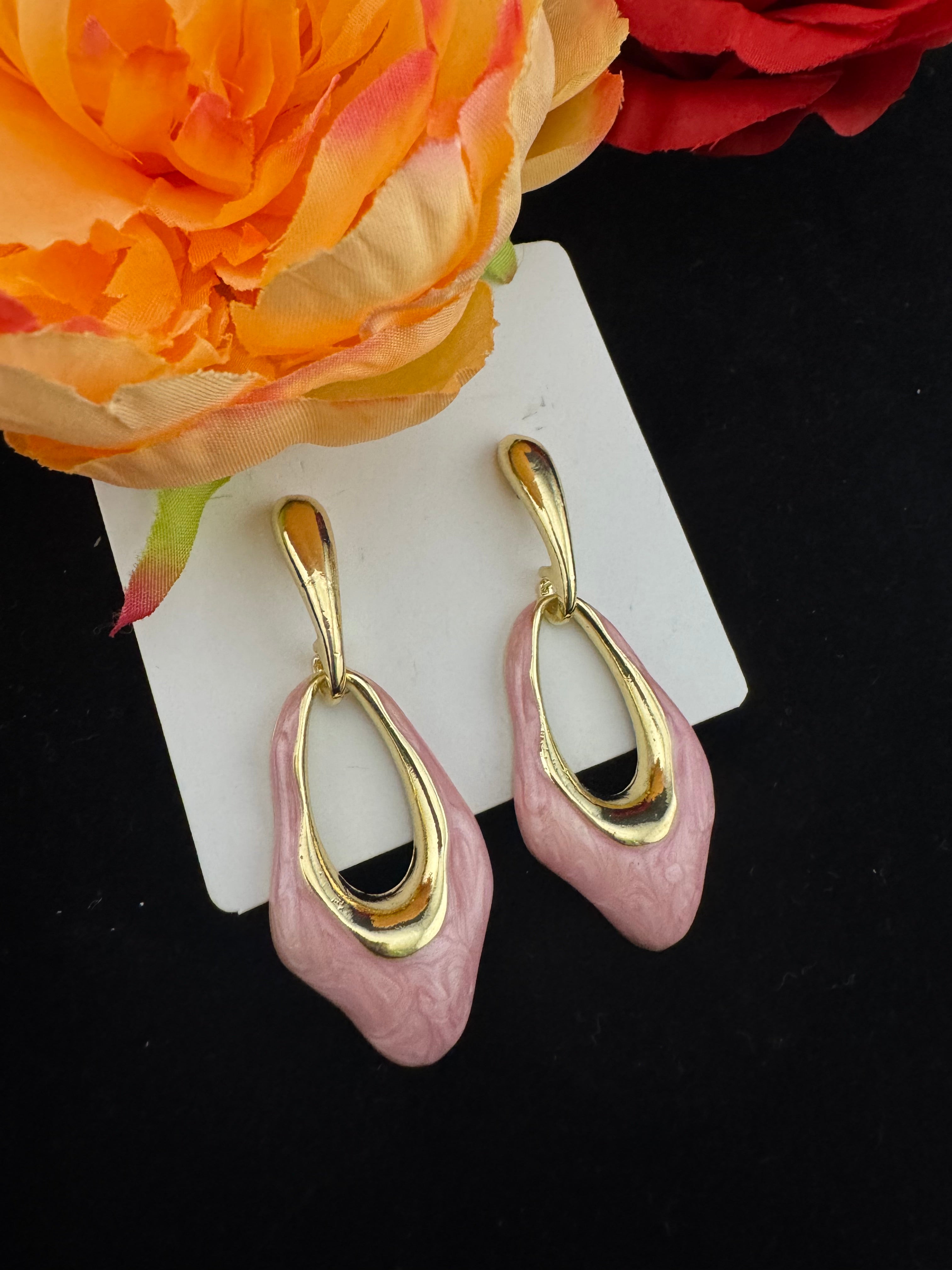 High Quality Premium Enamel and gold Designer Drop Earrings