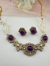Moissanite Kundan, Pearls, CZ, Stones Choker necklace set, Indian Bridal Jewelry, chic set