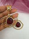 Amrapali inspired, Matt Gold with uncut kundan and CZ chandbali Drop earrings, Indian Jewelry