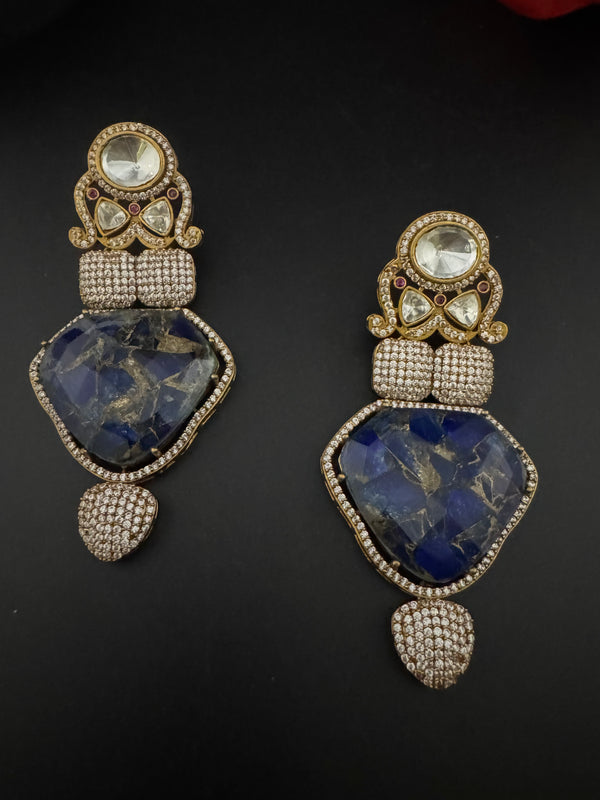 Kundan, CZ, Gold, Marble Stone Chandelier Oversized Long Earrings, Bridal, Moissanite, CZ, Designer jewelry