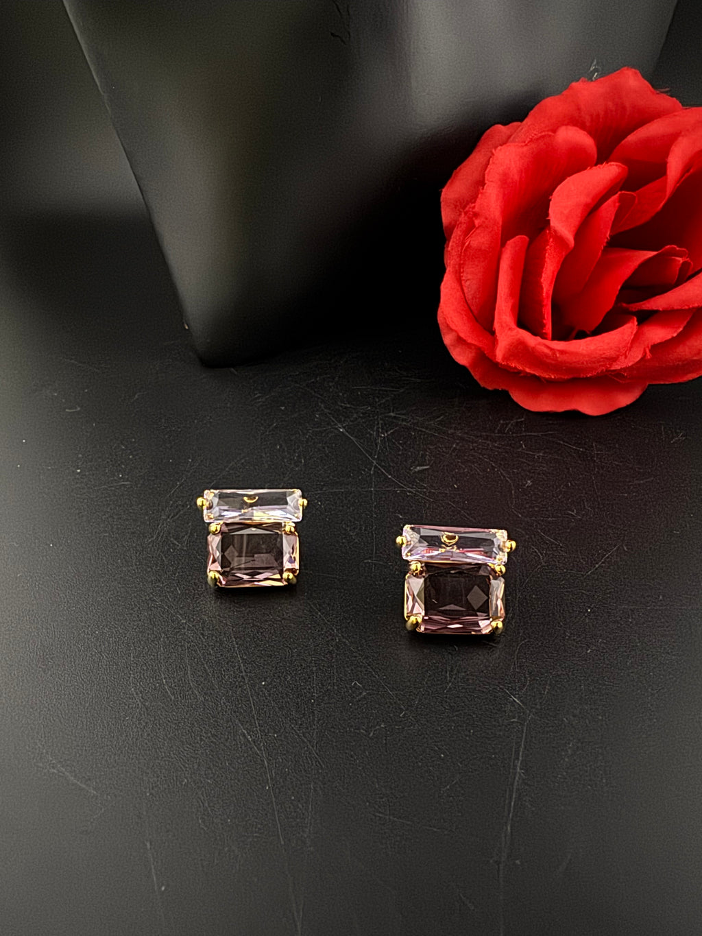 Premium designer Studs earring with clear glass stones, stylish, Statement Jewelry, jewelry for all ages, best for Bridesmaid Gift