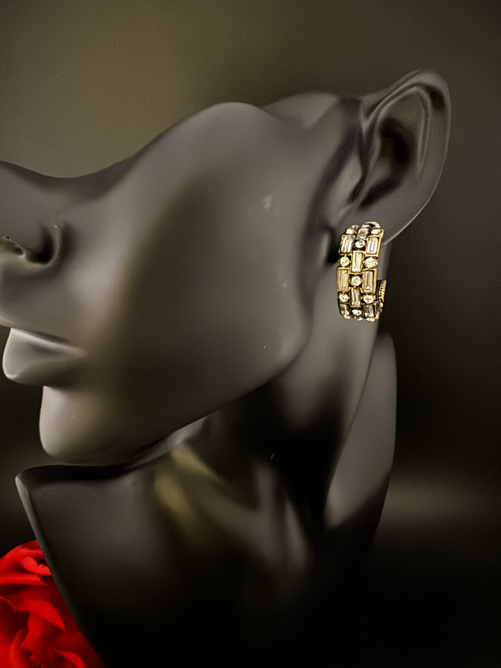 High Quality Premium Cubic Zirconia all around stones Open Hoop designer earrings/statement jewelry/Silver Hoop earrings/bridesmaid gift