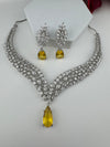 CZ Diamond Statement Necklace Set, White Gold Plated Choker