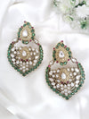 Amrapali inspired, Matt Gold with uncut kundan and CZ chandbali earrings