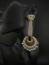 Oxidized Silver and Gold ChandBali Very long Earrings, designer jewelry