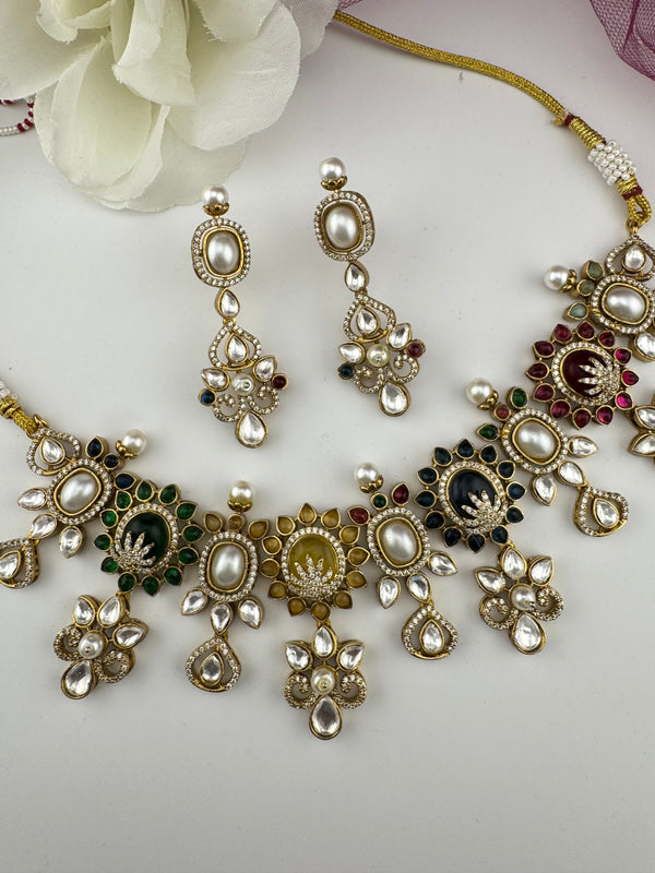 Sabyasachi inspired Kundan Pearls stones Necklace Set, Indian Bridal set