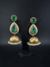 Amrapali Inspired Kundan, Doublet Stone, Pearls Long Jhumka Earrings, Matt Gold Designer Jewelry