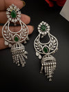 Premium Cubic Zirconia Chandbali humka earrings is designer Inspired, Statement Long earring, Bridal, Party, Wedding jewelry, chic, Indian