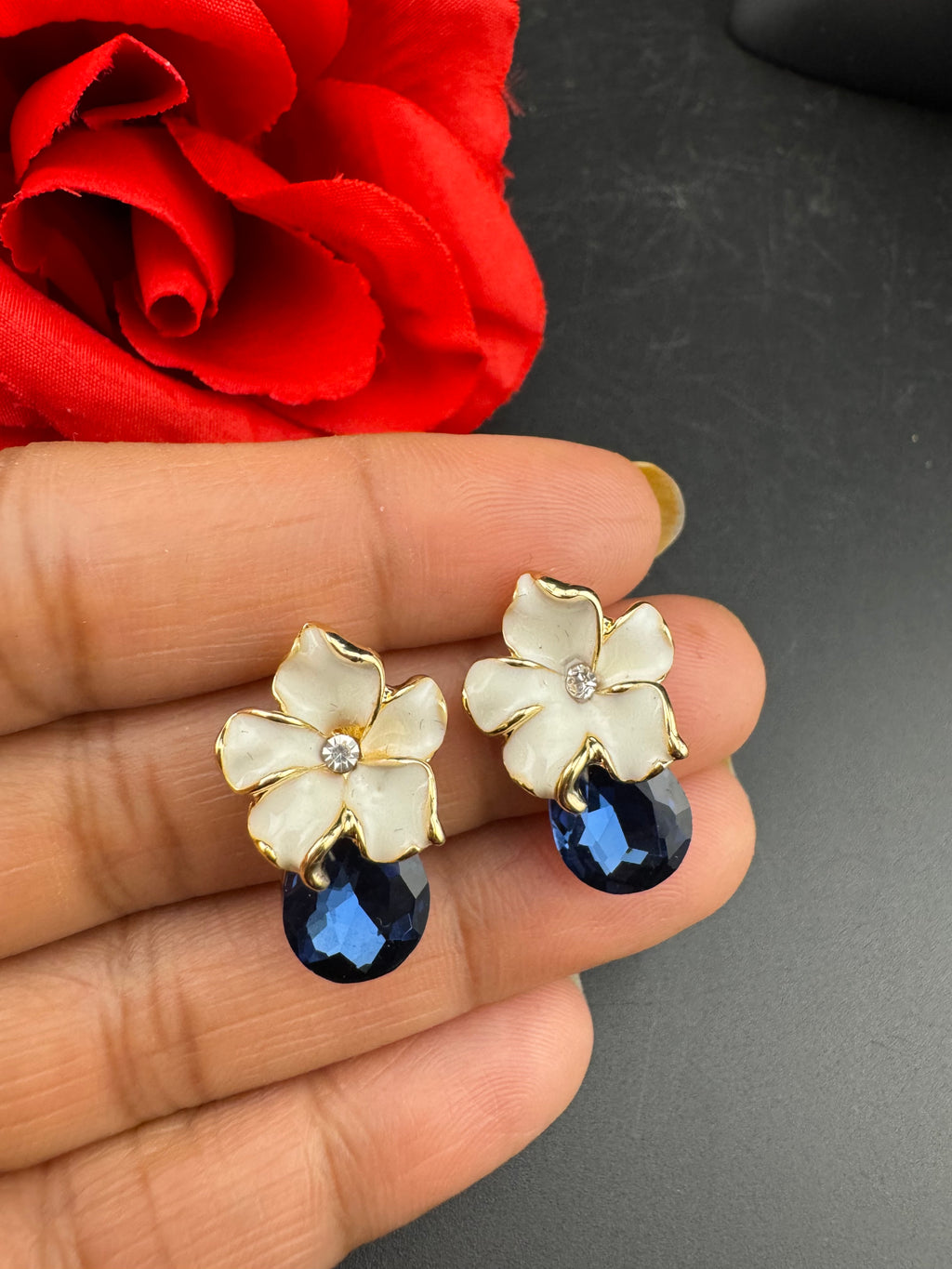 Premium Crystal and Enamel everyday earring is a Swarovski inspired designer Piece/Indian jewelry/Anti-tarnish Jewelry/Kids earrings