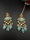 Gold Kundan, CZ, Stone, Pearls Chandelier Drop Earrings, Bridal Designer jewelry
