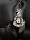 Premium Cubic Zirconia Pearl Chandelier Oversized earrings is designer Inspired, Statement Long earring, Bridal, Party, Wedding jewelry,