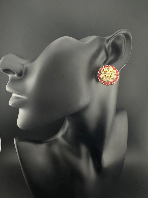 Kundan, Pachi kundan, cubic Zirconia, stones Stud Earrings, Tyaani Inspired Indian Jewelry