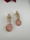 Pink and Gold, Doublet Stone Chandelier Drop Earrings, Bridal, CZ, Designer jewelry