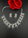 CZ Diamond Statement sleek Necklace Set, White Gold Plated Choker, 3D nature inspired