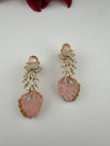 Pink and Gold, Doublet Stone Chandelier Drop Earrings, Bridal, CZ, Designer jewelry