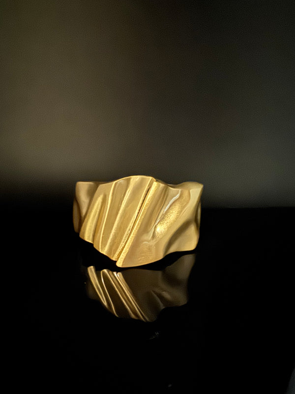 Brushed finished Gold Cuff Chunky Bracelet Bangle, Anti Tarnish, fits sizes upto 2.6"