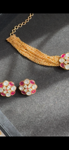 Kundan, Moissanite, multi Gold chain choker necklace set, Indian Bridal Jewelry