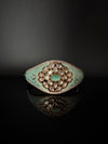 Moissanite Kundan, Enamel, CZ Openable Bracelet Bangle, Gold Polish (Fits 2.6" wrists)