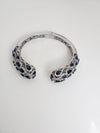 Openable Designer Cuff Bracelet with CZ Stones, Brass Bangle Fits 2.6"