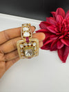 Ruby Green Moissanite Kundan, MOP, CZ Adjustable Bracelet Bangle, Gold Polish (Fits size 2.6")