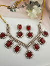 Doublet Stones, CZ, Kundan Gold Plated necklace set, Indian Bridal Jewelry set