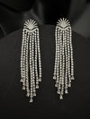 Premium Cubic Zirconia Chandelier extra long earrings, sun style long CZ tassel, Statement Long earring, Bridal, Party, Wedding jewelry