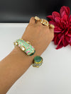 Moissanite Kundan, Enamel, CZ Adjustable Bracelet Bangle Kada, Gold Polish Designer Bangle