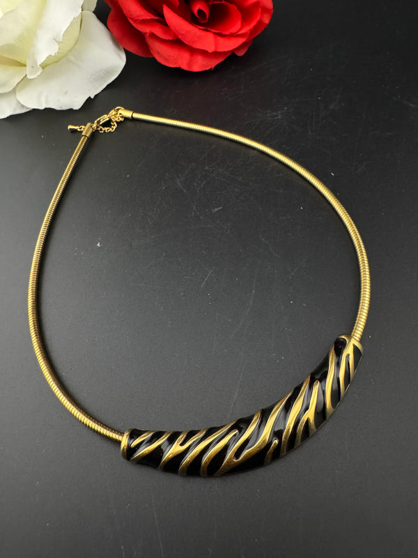 Premium Quality Contemporary NECKLACE ONLY/Black Gold necklace/Designer inspired/Indian jewelry/Sleek Necklace/everyday wear/handmade