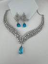 CZ Diamond Statement Necklace Set, White Gold Plated Choker