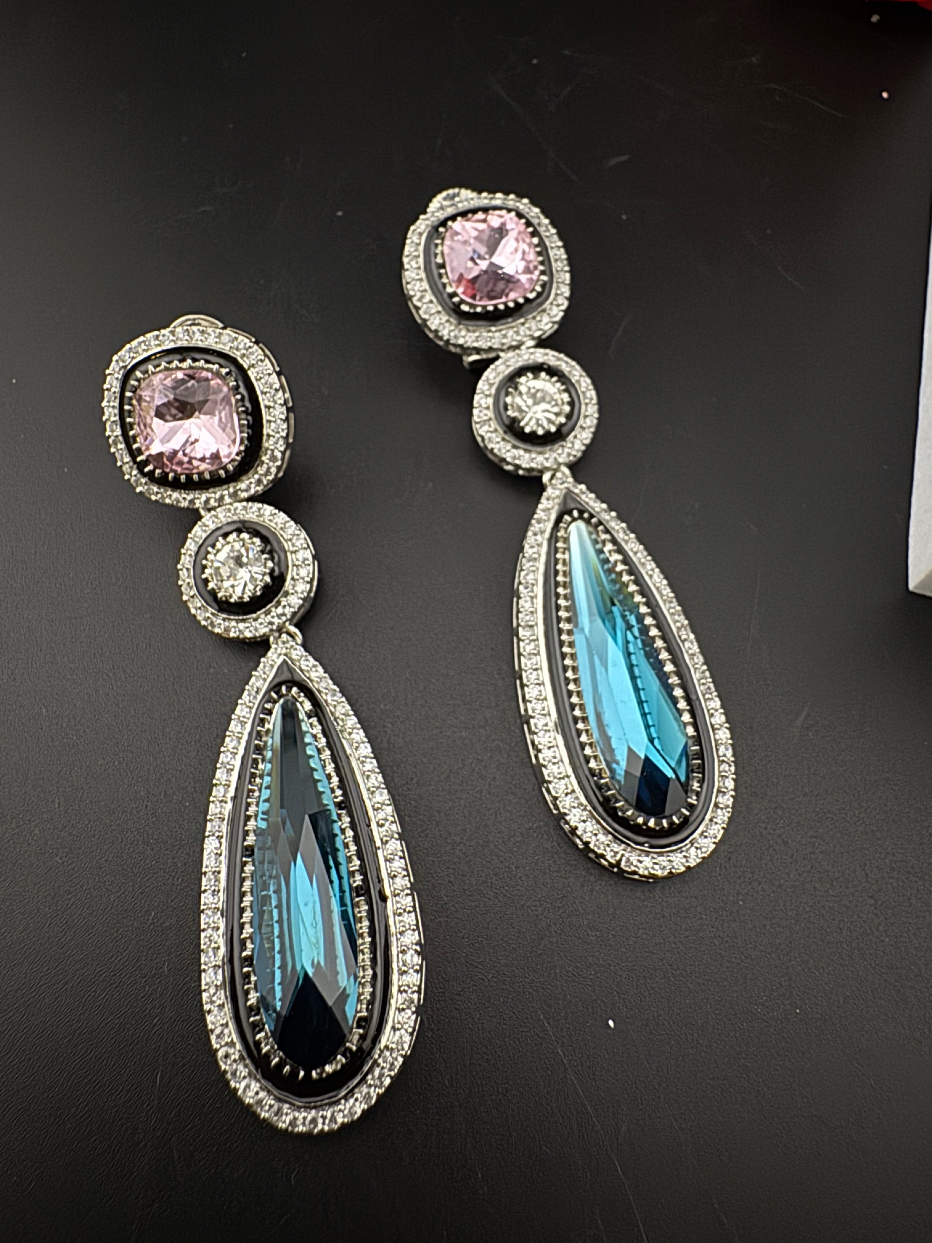 Premium cubic zirconia Crystal Long Drop Swarovski inspired designer Dangle Earrings/Indian earring/Bridal, Bridesmaid Gift