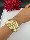 Brushed finished Gold Cuff Chunky Bracelet Bangle, Anti Tarnish, fits sizes upto 2.6"