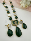 Kundan, CZ, MOP, Stone inlay Long Golden necklace set, Rani haar, everyday wear jewelry