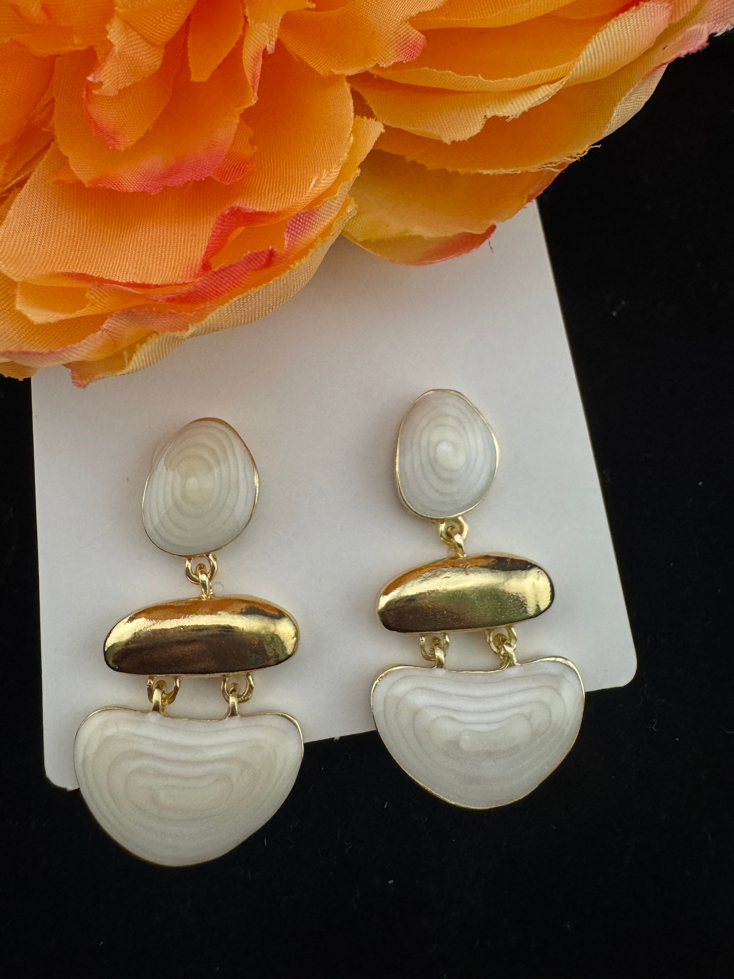 High Quality Premium Enamel and gold Designer Drop Earrings