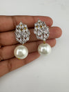 Cubic Zirconia, Diamond, pearls, Gold color Dangle Drop earrings, Indian Jewelry
