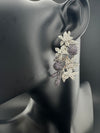 Cubic Zirconia, Diamond nano setting, flower, Victorian Dangle earrings, Indian Jewelry